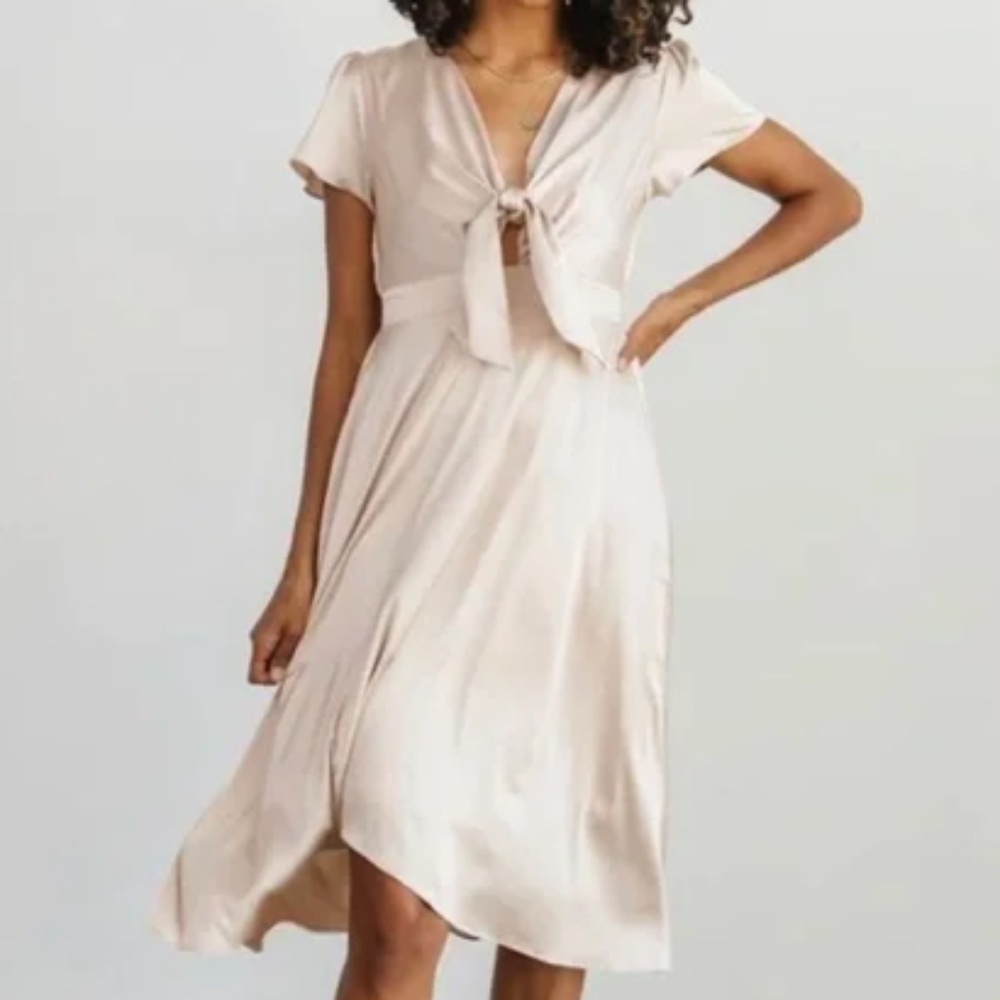 Poppy Satin Midi Dress - Champagne
